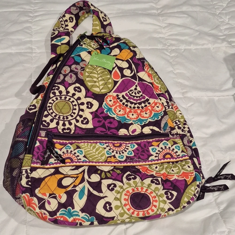 Vera Bradley Purple and Green Patterned Backpack